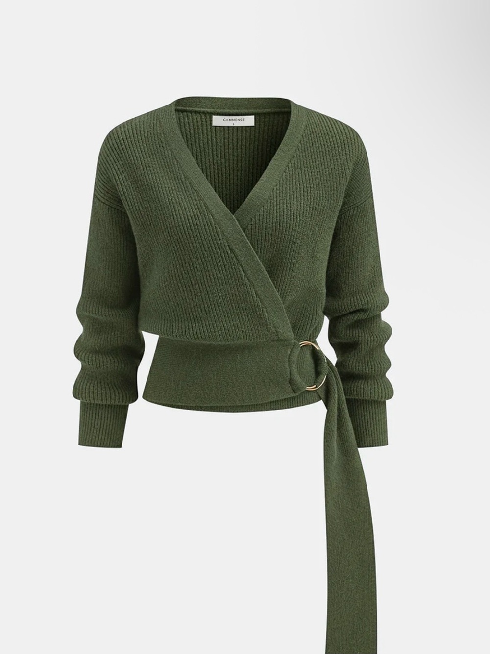 Commense NWT Metal Ring Wrap Cardigan in Army Green Size Large
